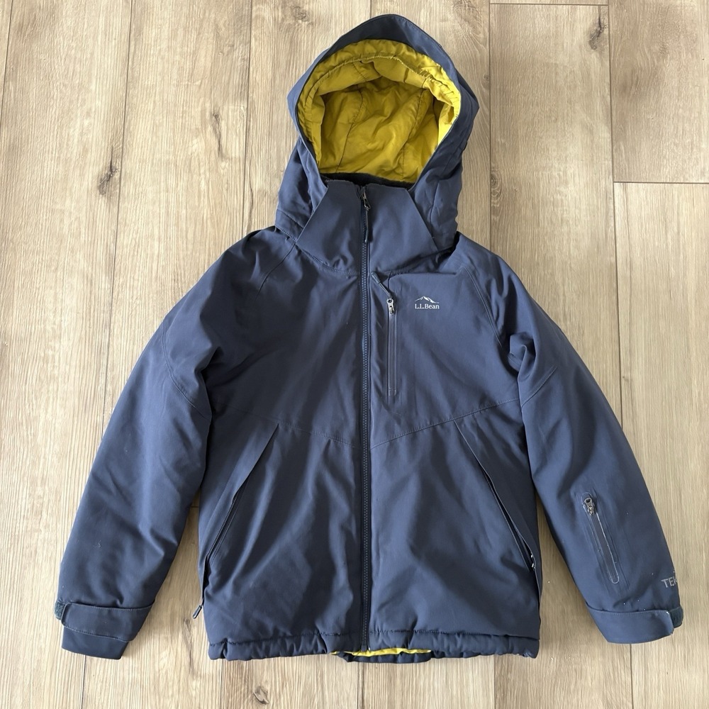 LL Bean Boys Size M 10-12 Jacket Winter Ski Coat Blue Yellow Heavy Duty Outdoors